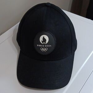 PARIS 2024 Olympics Torch Hat Cap Adjustable Fit Black & White